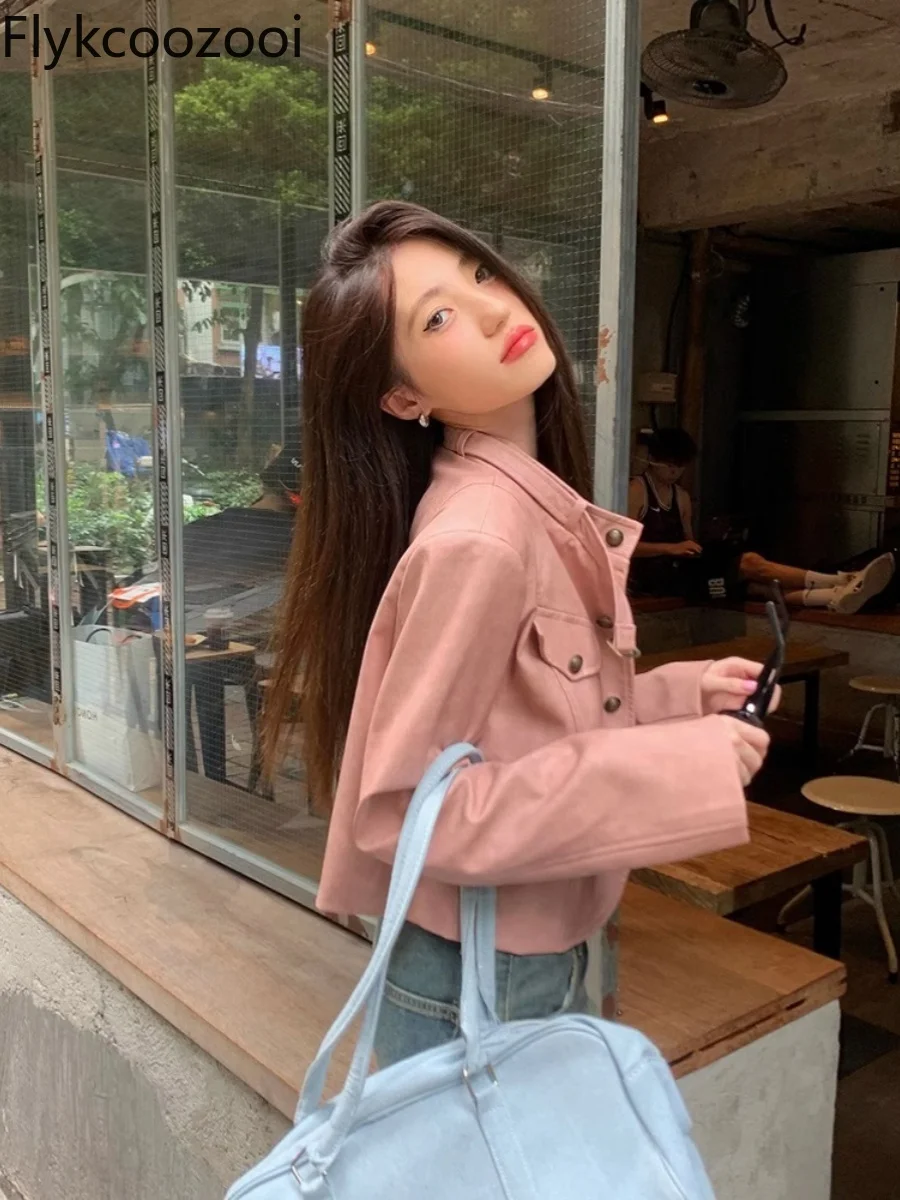 

Fashion Pu Leather Coat Women's Autumn 2024 New Loose Small Motorcycle Short Jacket Streetwear Chaqueta Mujer