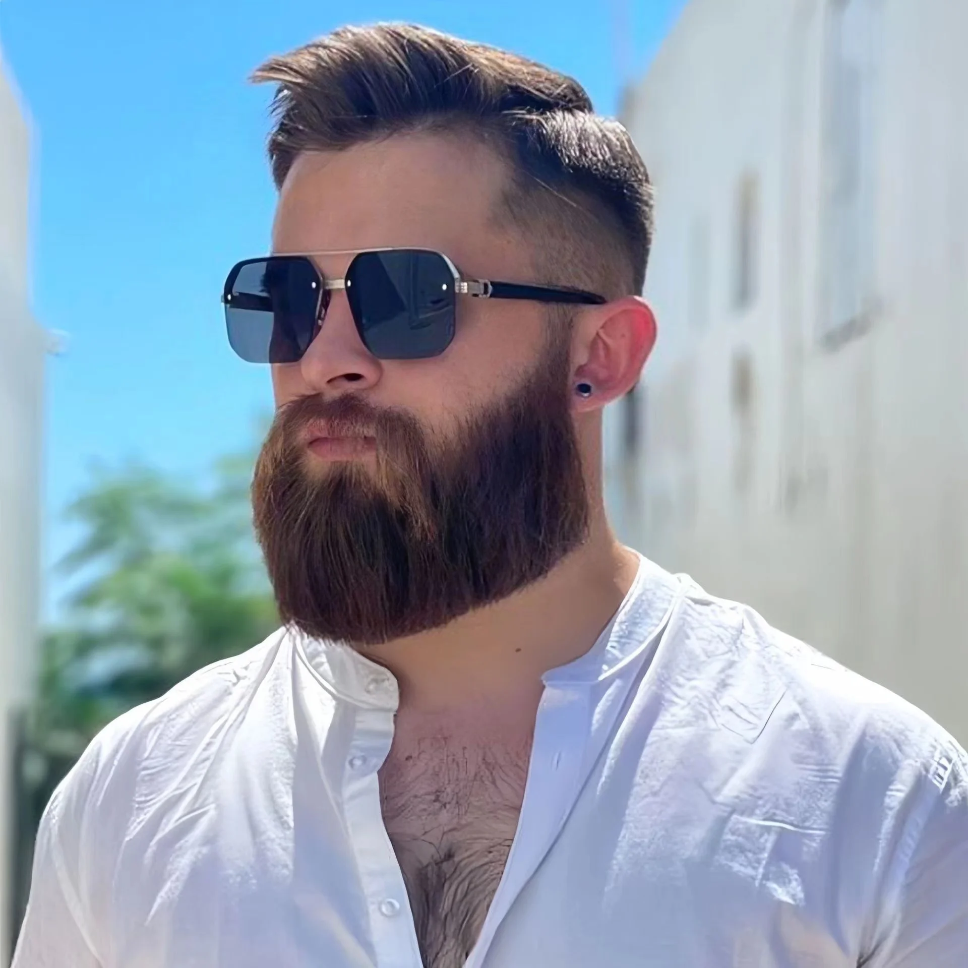 

Fashion Double Bridge Square Frame Men and Women Driving Sun Glasses Driving Sunglasses Premium Half Frame Sunglasses