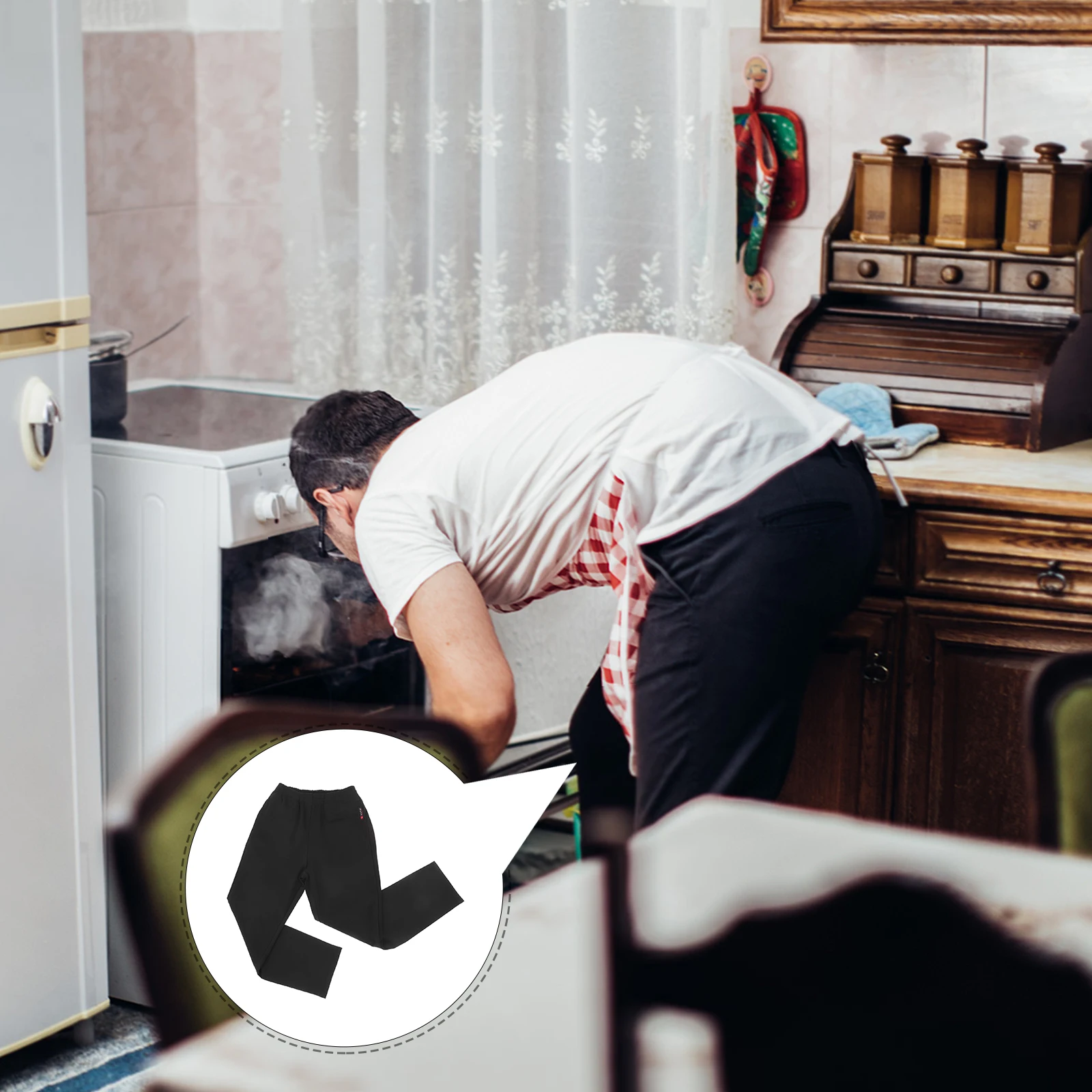 Pantaloni da cuoco traspiranti da uomo uniforme da cucina nera elastico in vita con coulisse pantaloni culinari da lavoro cargo per ristorante hotel