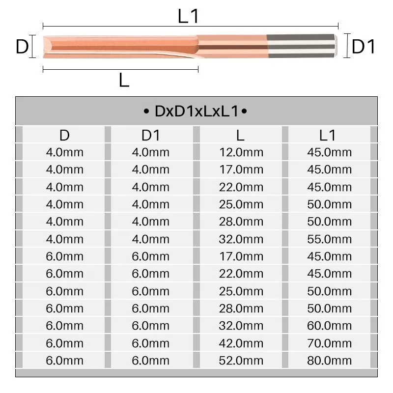 4/6mm Shank Straight Slot Milling Cutter 2 Flute Router Bit TiCN Coated Carbide End Mill CNC Machining Milling Tool