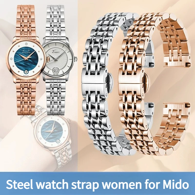 Correa de reloj de acero inoxidable de alta calidad para mujer, para reloj original Mido BARONCELLI BELLUNA M7600 M007 24 27 35 39 M043