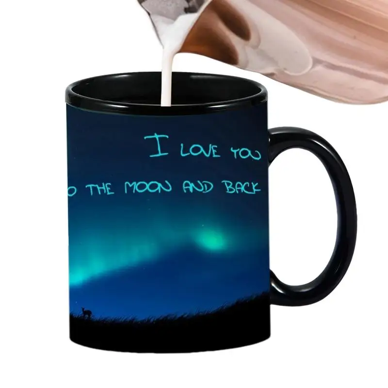 Color Changing Mug Heat Sensitive Cup Northern Lights Design Ceramic Coffee Tea Magic Color Cup Temperature Changing Mugs