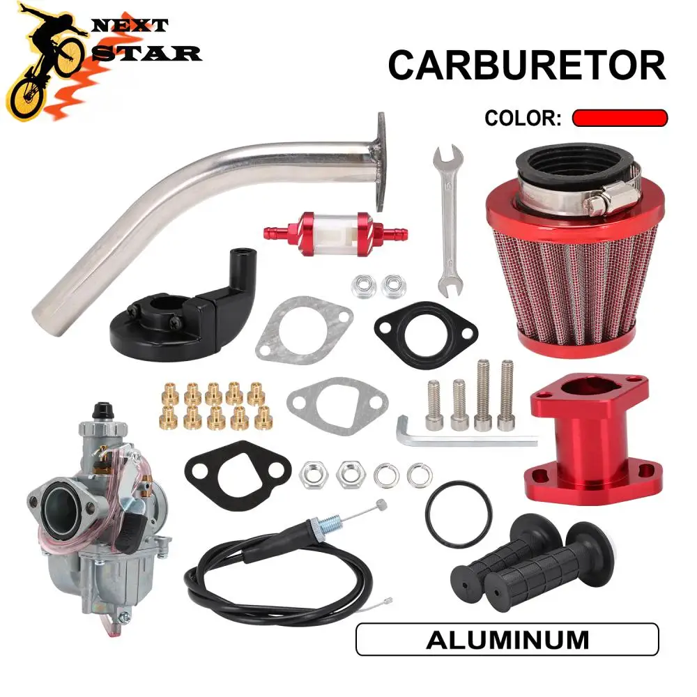 Motorcycle VM22 Carburetor Carb Performance Intake Manifold Air Filter Exhaust Pipe Kit For 110 125 140 Lifan Zongshen Universal