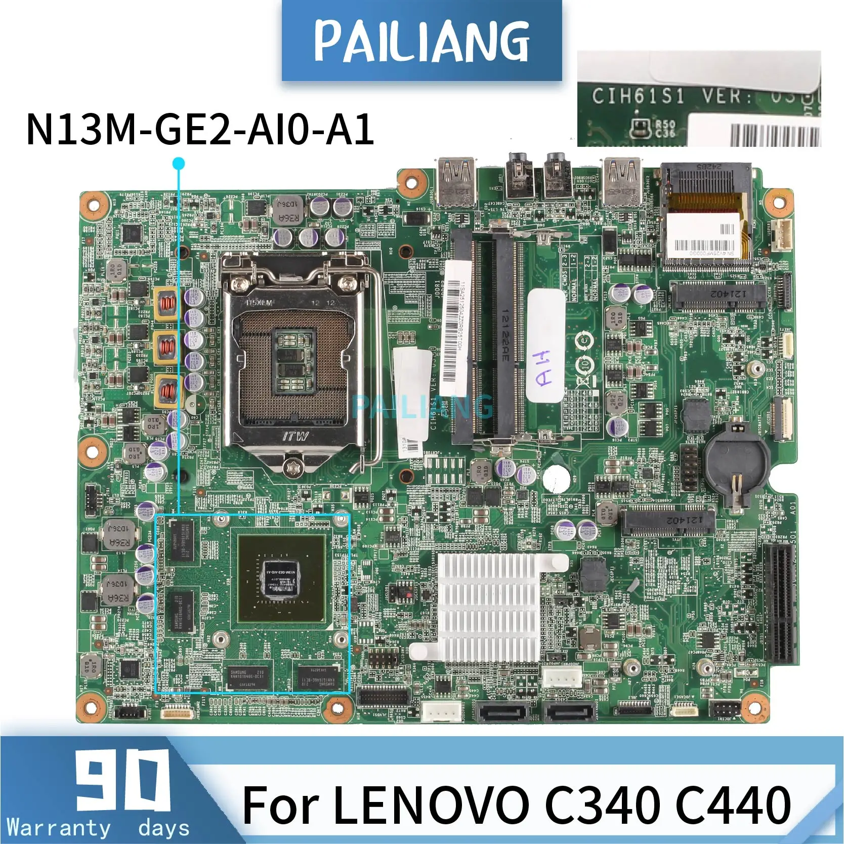 CIH61S1 para LENOVO C340 C440 placa base para portátil 90005677 LGA1155 N13M-GE2-AIO-A1 DDR3 placa base para ordenador portátil completamente probada