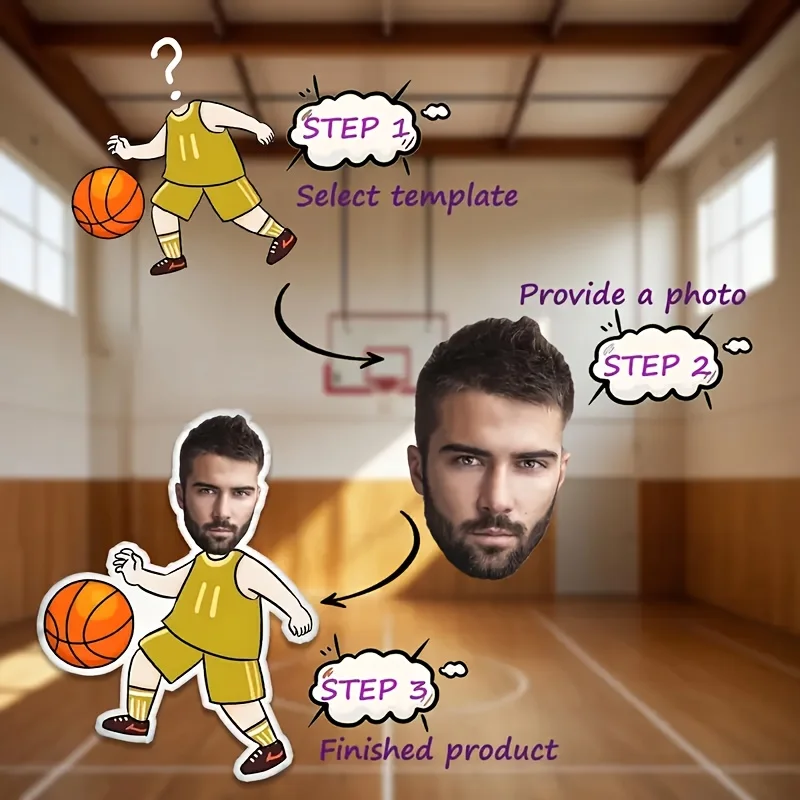 Custom Basketball Fan Pillow, Digital Double-Sided Printing Design, Personalized Photo Customization, Suitable for Living Room,