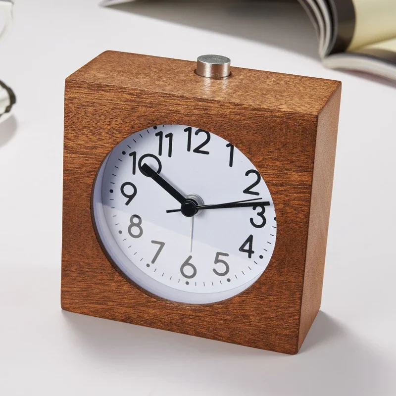 Silent Sweep-Second Alarm Clock, Luminous Wooden Night Light, Minimalist Bedside Electronic Clock for Students and Kids