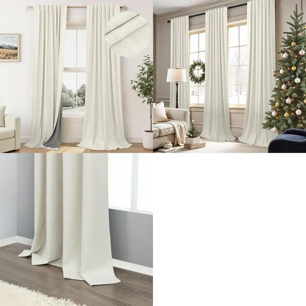 

90 фермерских штор в стиле бохо, термопанели с изоляцией из кремового льна для гостиной, зимняя дверь патио