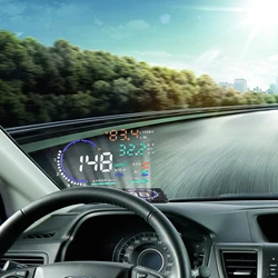 OBD II 자동차 HUD 디스플레이, 자동차 앞 유리 반사 스크린, 속도 표시, 자동차 경고 시스템, 속도 경고 속도계 HUD, 5.5 인치