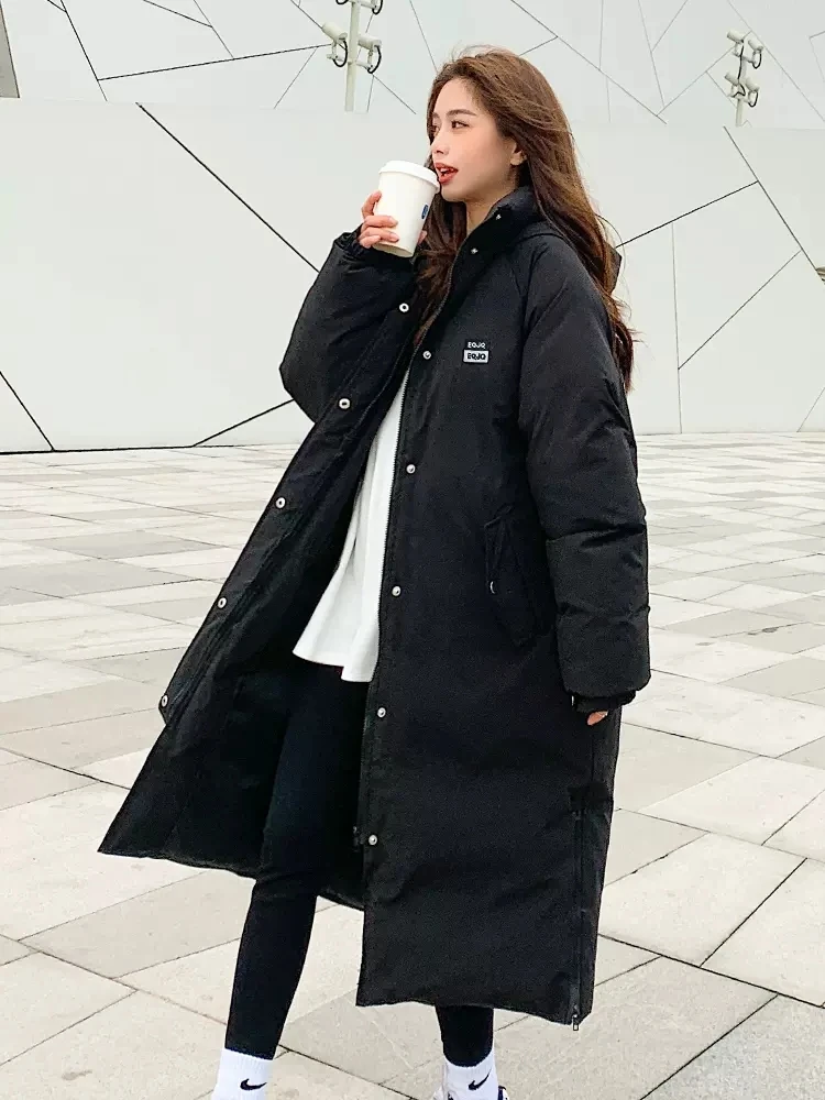 

Fashion Winter Down Padded Jackets Women's Clothing 2023 New Korean Winter Coats Hooded Black Long Parkas Overcoats fp402