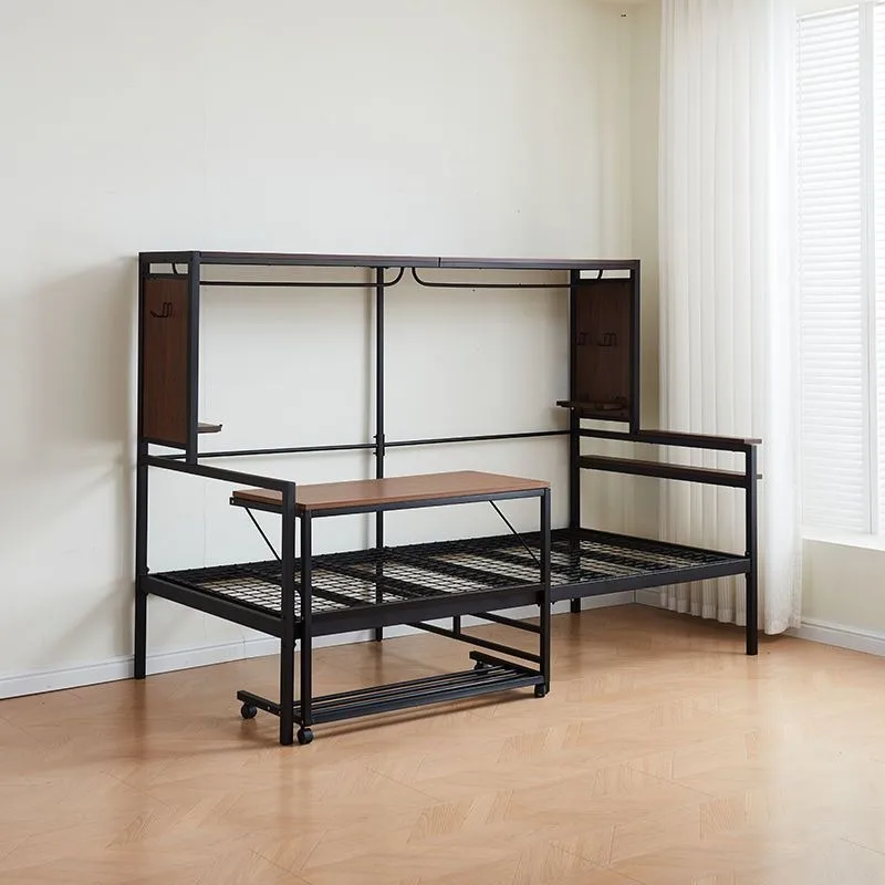 wrought iron bed, space-saving single bed, small apartment rental house iron frame bed, retro home thickened bed