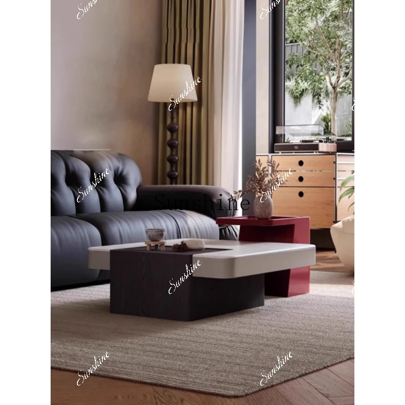 Italian modern simple small apartment living room home tea table contrast color light luxury high sense  FT