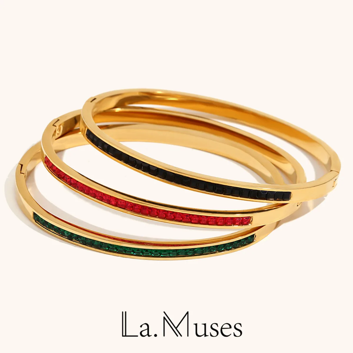 La.Muses Simple Sticky Cubic Zirconia Stainless steel Bracelet Woman Luxury Waterproof Jewelry Accessories And Gifts