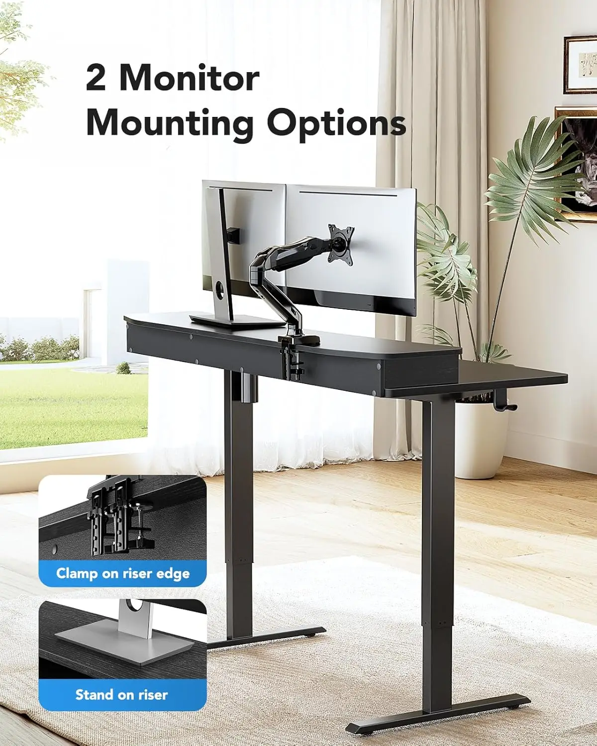 48″ x 24″ Electric Standing Desk with 2 Drawers, C-Clamp Mount Compatible, Height Adjustable Computer Desk