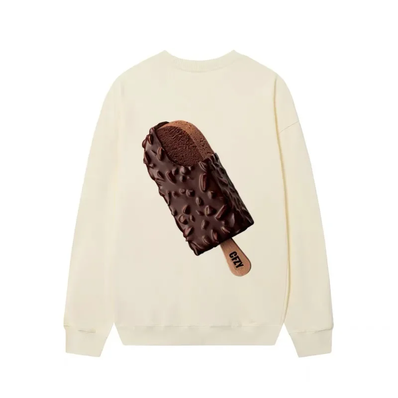 DESIER CFZY round Neck Hoodie Ice Cream Print High Street Hip Hop Casual Top for Men And Women