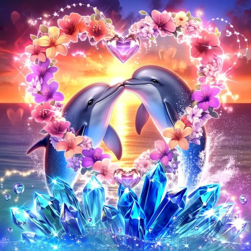 

GATYZTORY Dolphin Diamond Painting Kits Home Wall Decor Art Supplies Full Round/Square Abstract Painting Decor Diamond Art Kits