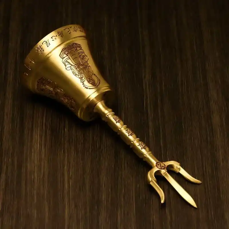 Taoist supplies: copper Sanqing bell, rattle, pure copper Sanqing Taoist ancestral bell, ritual instrument, Taoist bell, three-p