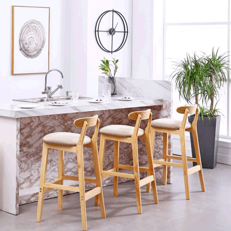 Nordic Retro Barkruk Hout Luxe Minimalistische Wachtsalon Bar Stoel Keuken Teller Cadeira Ergonomica Restaurant Meubels