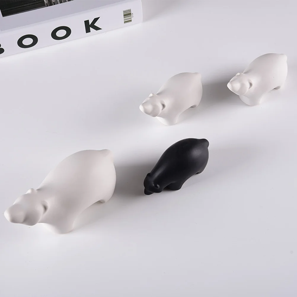 

2Pcs Polar Bear Statue Simulated Ceramic White Large Small Size Desktop Ornament Home Office Decoration