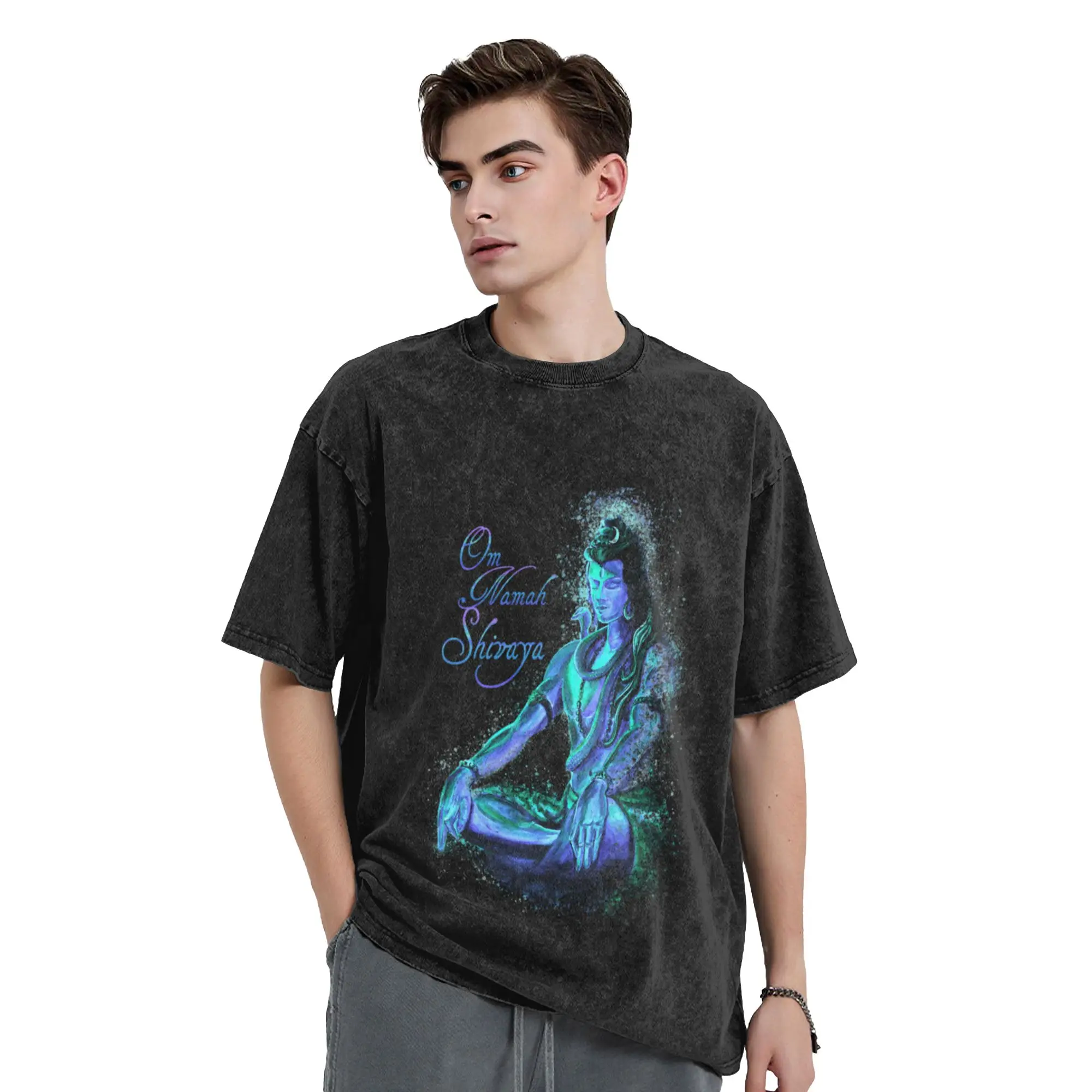 Shiva Mantra Meditation -Vibrant Blue Classic Comfort A Vintage Oversized Cotton Unisex T-Shirts