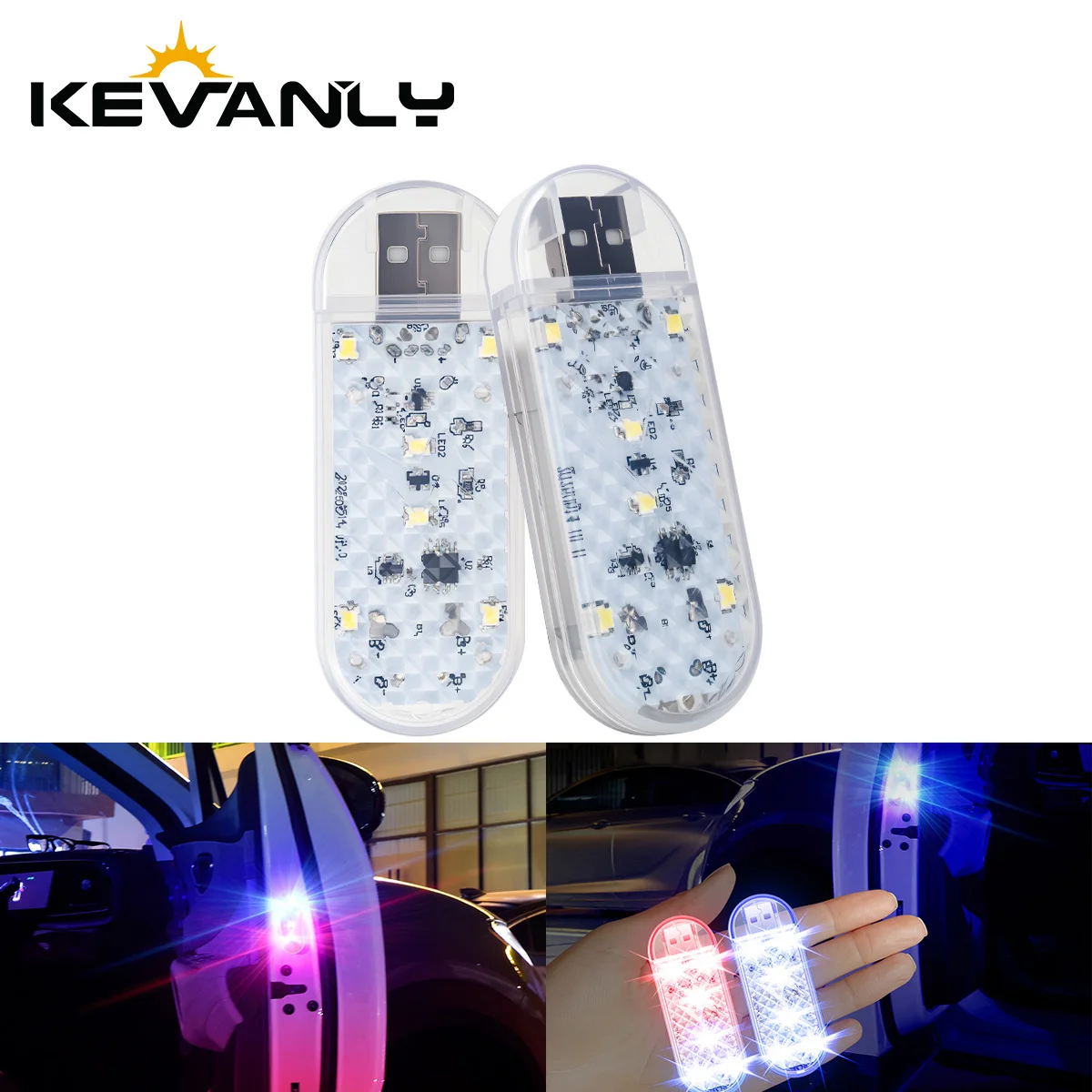 

1/2pcs Car Door LED Strobe Warning Light USB Magnetic Welcome Light RGB Safe Anti-collision Emergency Lamp for Car Decorative