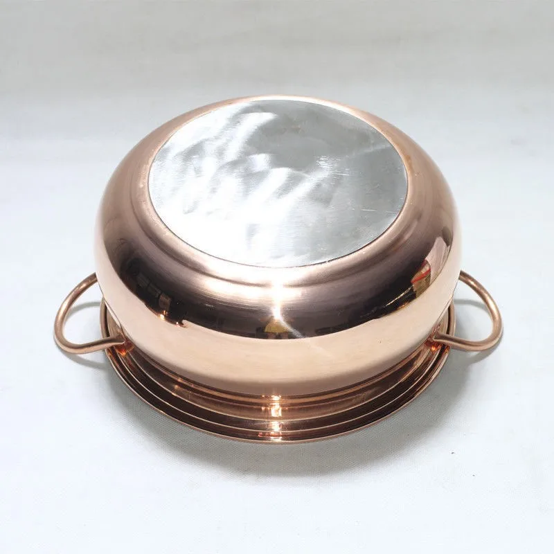 BAAO-Copper Thickened Soup Pot With Dual Handles, Multi-Spec Compatible For Induction And Gas Stoves - 24Cm
