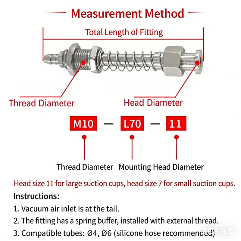 Tianxing Large Head Fastener Mechanical Hand Vacuum Gripper Mount Top Inlet with Buffer Bracket Industrial M12/M10 Pneumatic