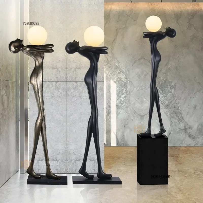 Designer Art Character-shaped Sculpture Statue Led Floor Lamps for Living Room Hotel Lobby Decoration Statues Standing Lights ZZ