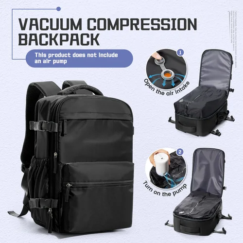 Mochila de compresión al vacío para hombre, mochila para ordenador portátil de 15,6 pulgadas, mochila de viaje al vacío para senderismo, mochila Ryanair, bolsa de cabina de 40x20x25