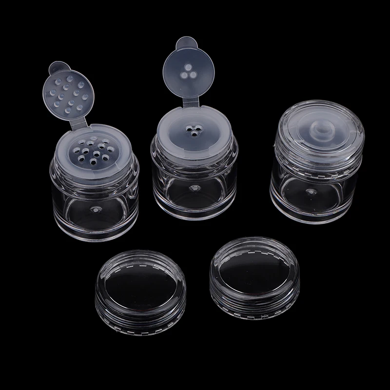 5ML Clear Bottle Plastic Divided Bottle Loose Powder Bottle Eye Shadow Powder Bottle AS Material Nail Decoration 1/3/12 Holes