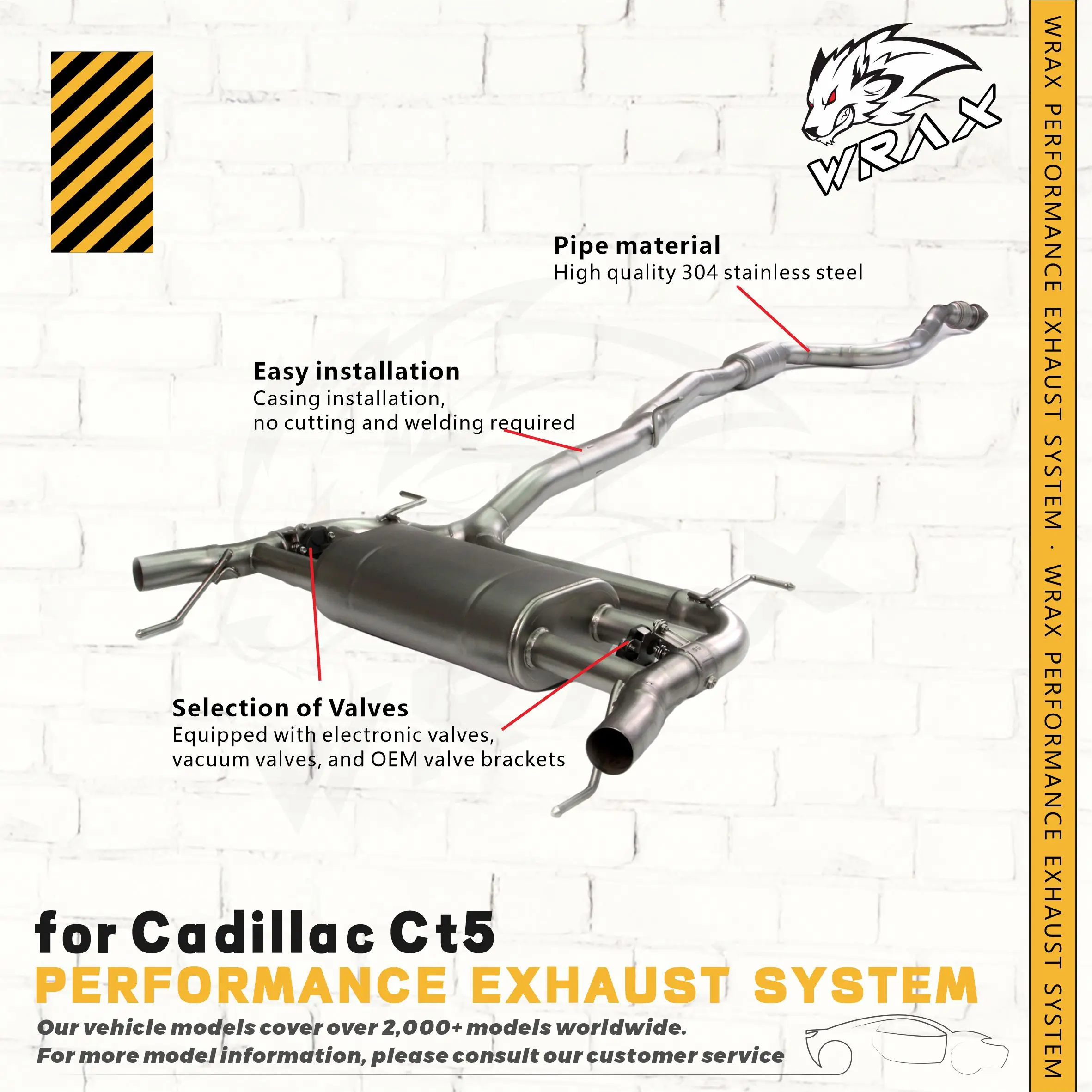 

Valved Catback Exhaust for Cadillac CT5 2016-2023 2.0T | 304 Stainless Steel | Adjustable Sound | +15-20HP Gain | Direct Bolt-On