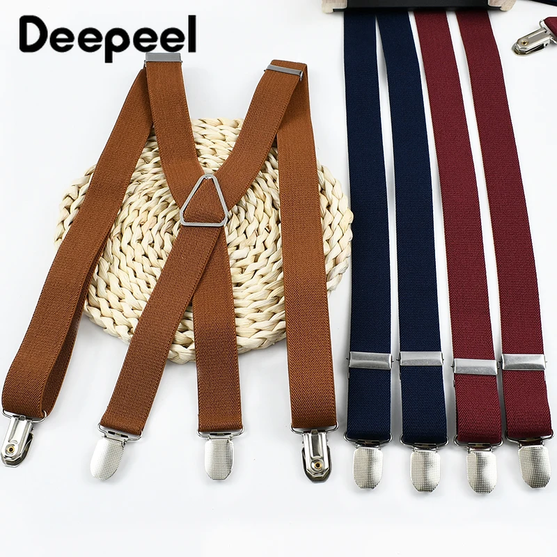 1Pc Deepeel 2.5*100cm 남자 4 클립 서스펜더 성인 조정 탄성 하네스 Y 형 와이드 스트랩 Jockstrap 서스펜더 DIY 액세서리