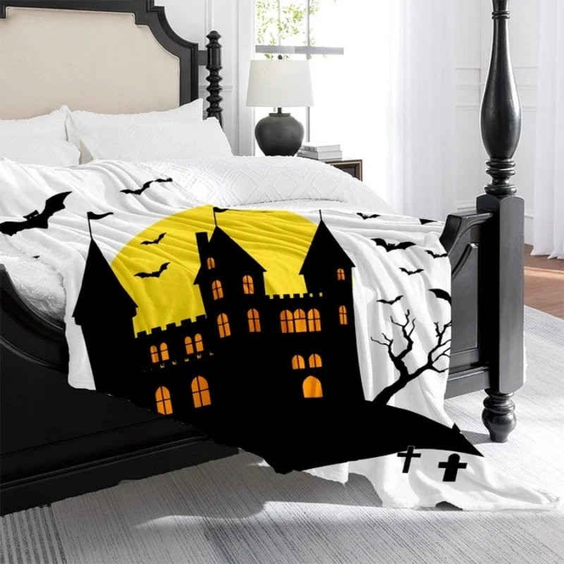 2025 Halloween Thanksgiving Flannel Multifunctional Blanket Warm Sofa Cover for Autumn Winter Living Room Decor