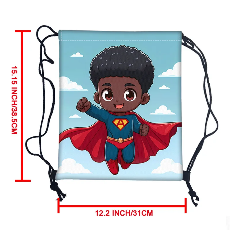 Cute Baby Superhero Backpacks Boys Kids Drawstring Bags Student School Bag Daypack Book Storage Bag Backpack Shoes Holder Gift