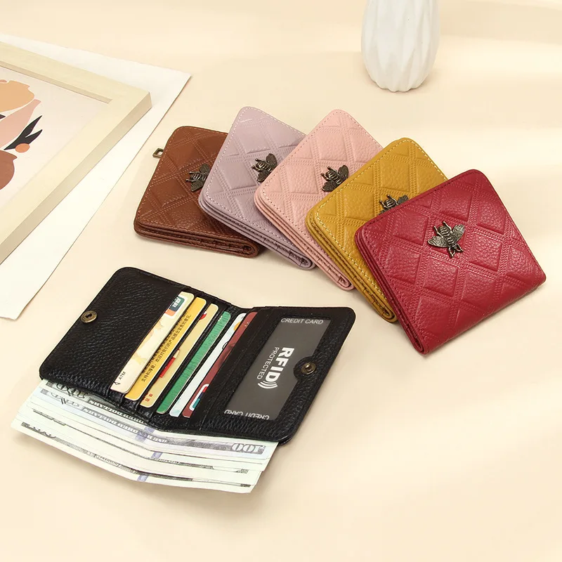 

Womens Wallet RFID Blocking Small Compact Bifold Genuine Leather Pocket Wallet Mini Wallets for Ladies Purse with Multi-card Bit