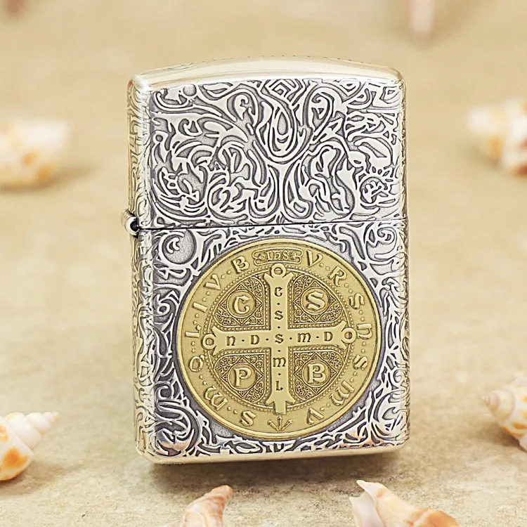 

Genuine Zippo oil lighter Two color Constantine copper windproof cigarette Kerosene lighters Gift With anti-counterfeiting code