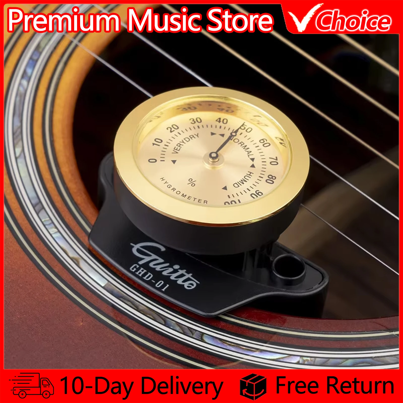 GUITTO GHD-01 Guitar Sound Hole Humidifier Acoustic Folk Classical Guitar Hygrometer Guitar Maintenance Tools Guitar Accessories