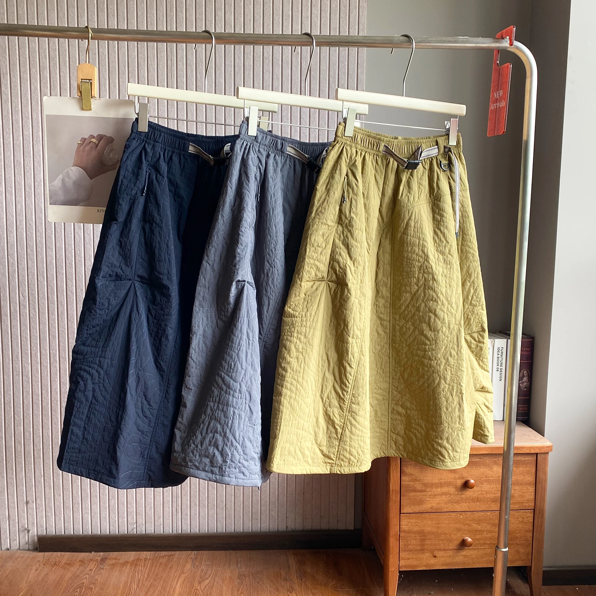 

Fall Winter Outdoor Mountain Series Quilted Cotton Warm Waterproof A-Line Skirt Women's High Waist Casual Loose Fit Skirt