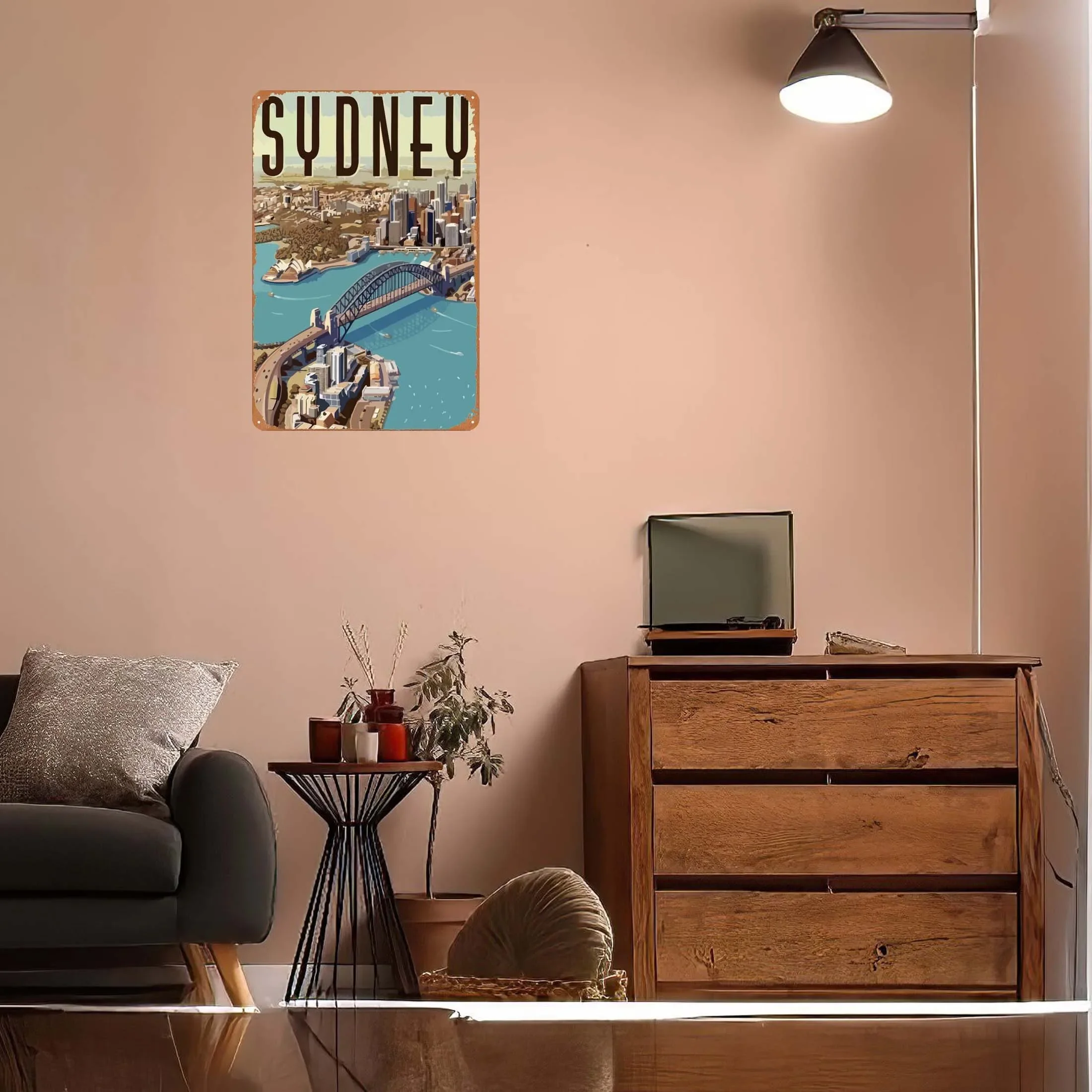 Travel to Sydney Tinplate Sign Poster Wall Decor Living Room Decor Aesthetics Vintage Metal Sign Plaque for Wall Art Decoration