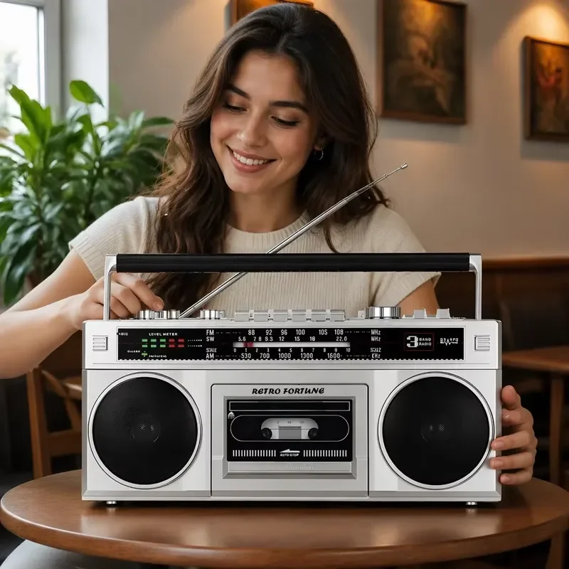 Retro Style FORTUEN HXD-P6 80s Style Portable Bluetooth Speaker Cassette Player Recorder with AM FM SW Radio with SD/USB