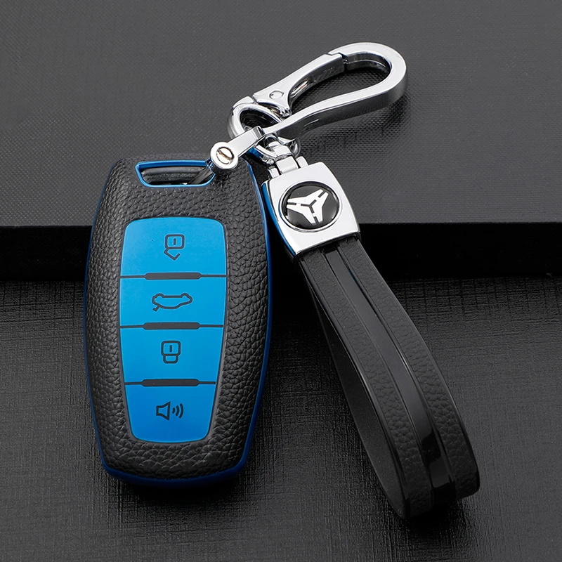 For Great Wall Haval Hover H1 H4 H6 H7 H8 H9 GMW Coupe TPU Leahter Car Remote 4 Button Key Cover Case Shell Bag Holder Keychain
