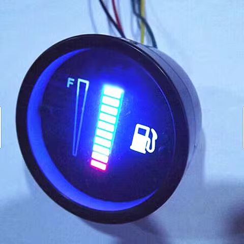 2" 52mm 12V/24V Fuel Level Gauge Car Motorcycle Universal Fuel Level Meter Gauge Electronic LED Ultra Thin Auto Benzine Met