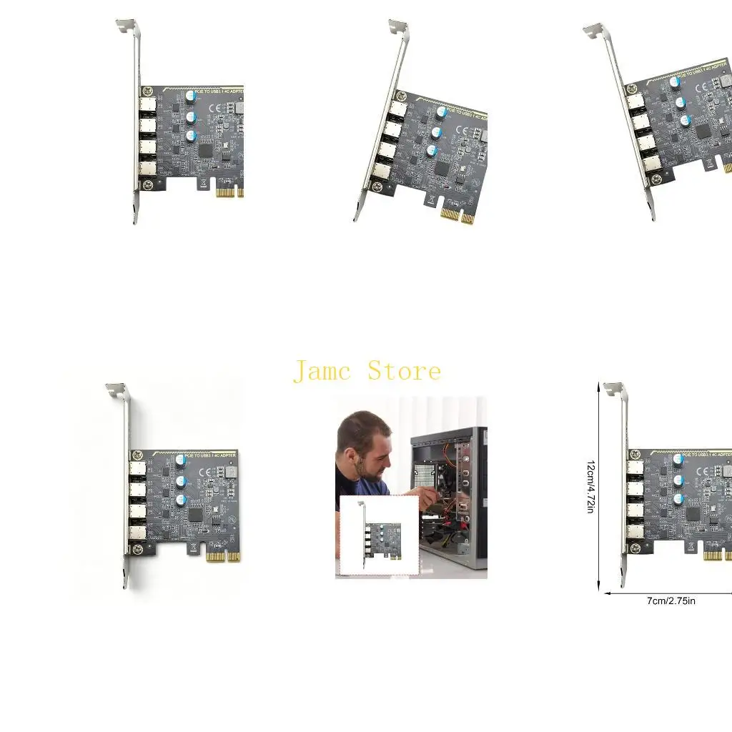 LX0B 4 Port USB C PCIe Card Fast 5Gbps Data Transfer For Desktop And Laptop