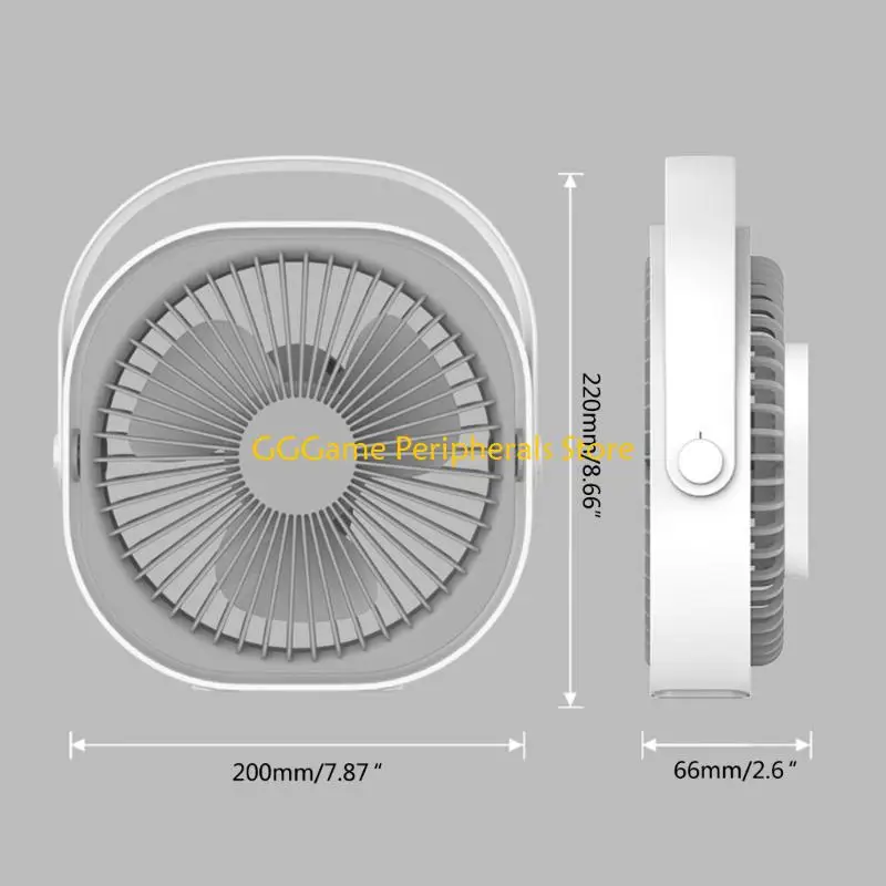 U55B 6'' Portable Fan Desktop Fan With 1500mAh Battery USB Fan 3 Speed 360° Rotatable