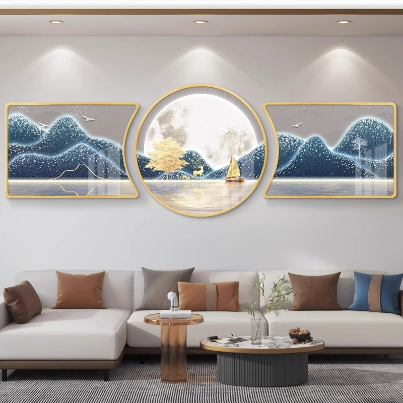 

Современный свет, роскошная настенная живопись для гостиной, фрески, декоративные настенные рамки, декоративные картины, украшение комнаты-триптих