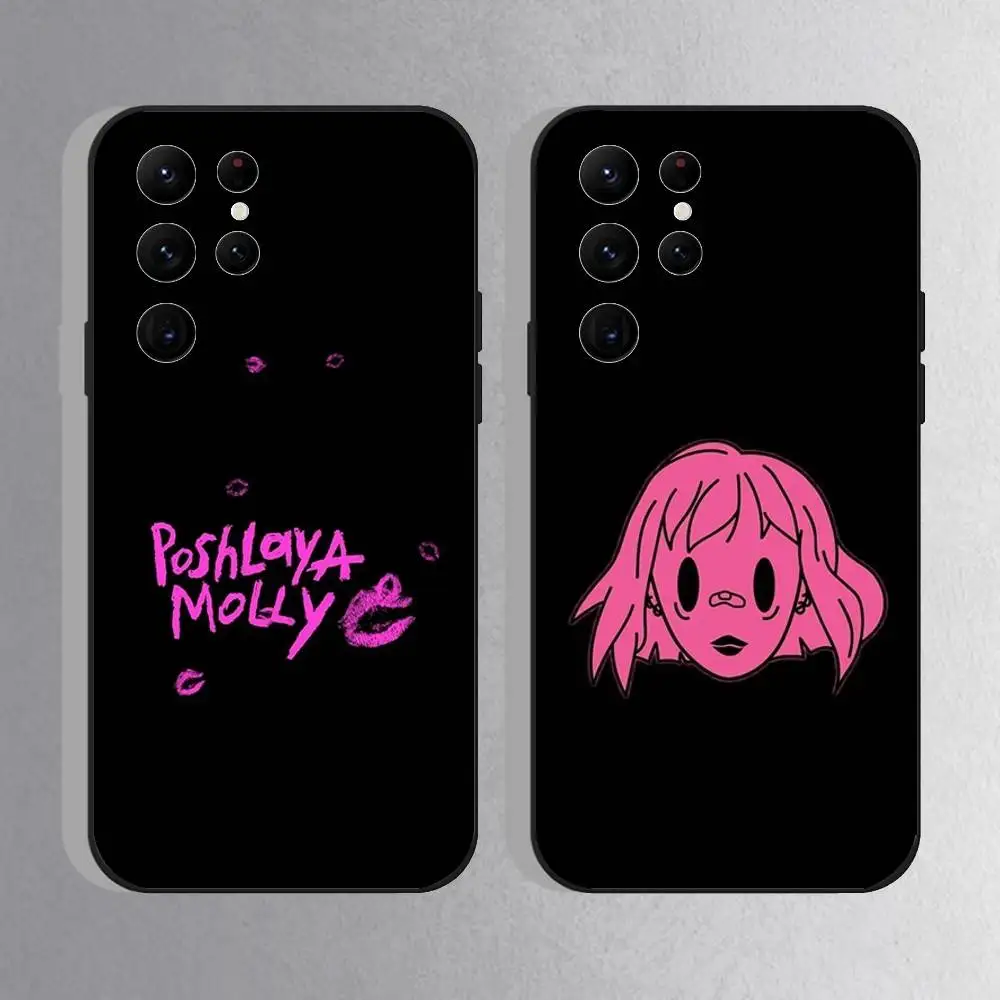 

Poshlaya Molly Band Phone Case For Samsung S25,S24 Ultra,S20,S30 plus,S22 Plus,S23,Ultra 5G Silicone Black Shell