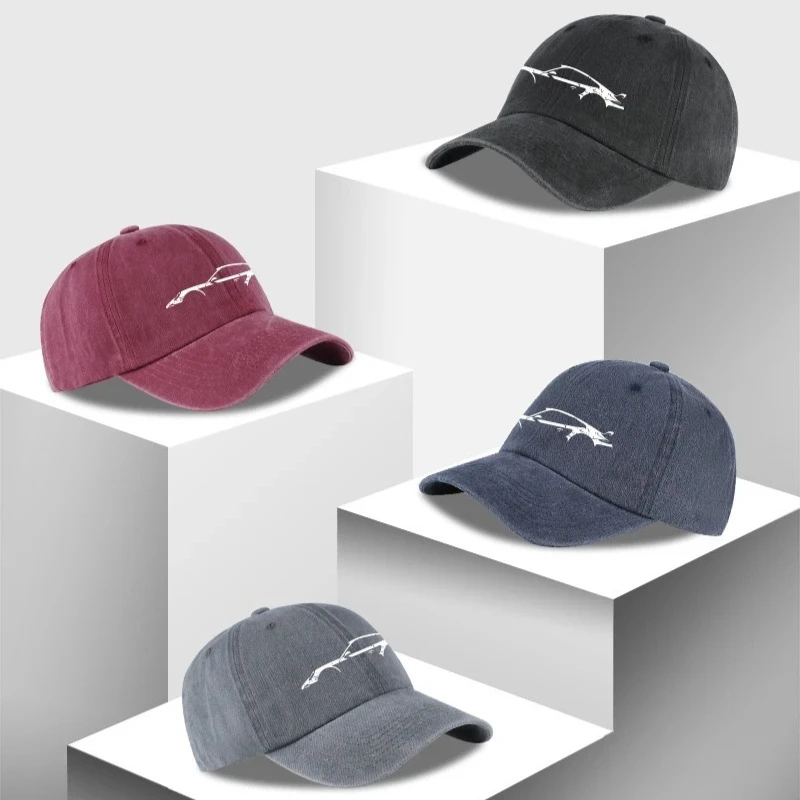 1pc Unisex Classic Washed Vintage Baseball Cap with A Printed Sports Car Silhouette Design, Suitable for Outdoor Leisure,Sports