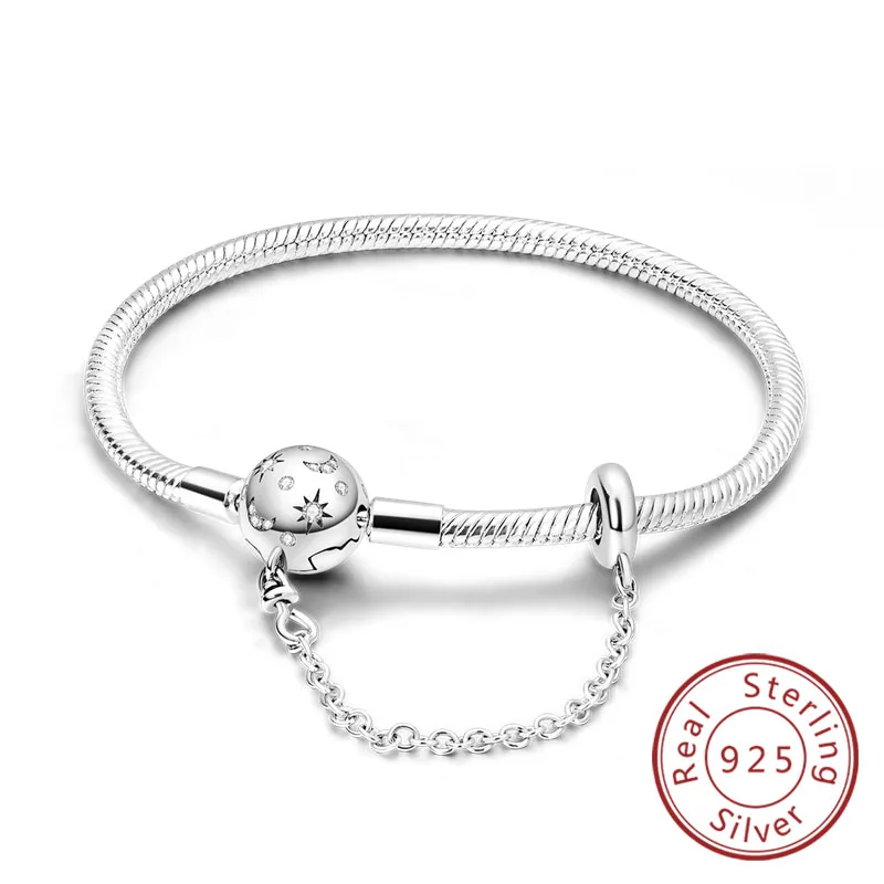 Armband Originele 925 Sterling Zilveren Bedelarmband 17-20 CM Liefde Hart Pave Zirconia Armband voor Vrouwen DIY Charm Sieraden Geschenken