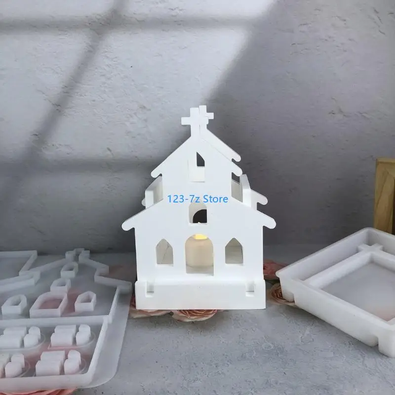 

A9BF 2PCS Silicone Mold Set Crafting Molds Church Table Decorative Moulds Suitable for Resin and Plaster Casting