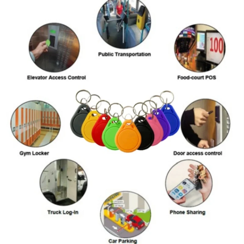 10Pcs Mixed Colors 13.56MHz RFID Key Fob NFC MF 1K IC Tag Token Read Only Digital Business Card Door Access Control