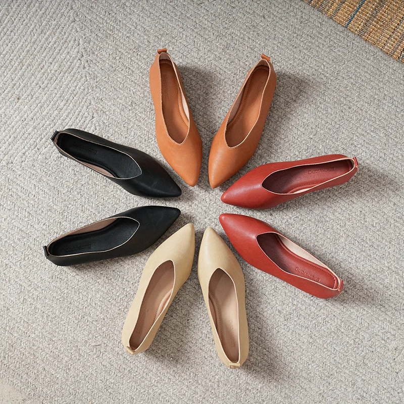 Spring and Autumn Fashion New Square Head Soft Leather Work Shoes Women's Shoes High Heels Thick Heels Shoes Women